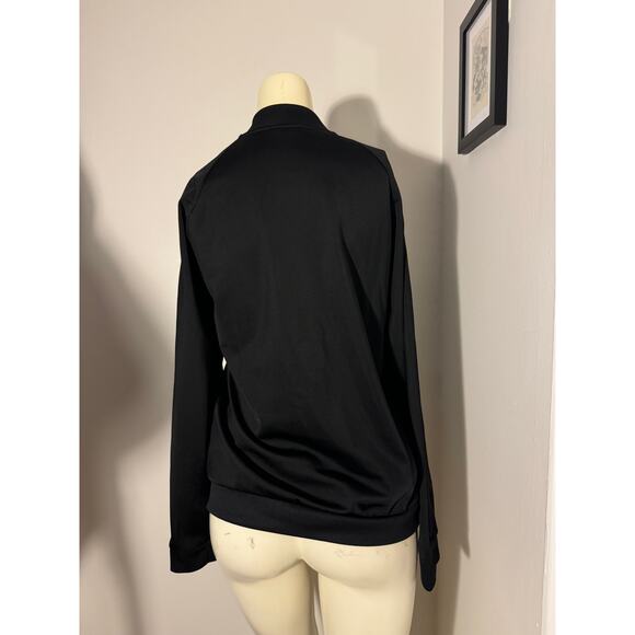 Adidas Size Medium Tracksuit Sweater Black and Black Stripes Striped Jacket - Picture 5 of 8